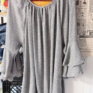 Chaps Pleated Floral Blouse